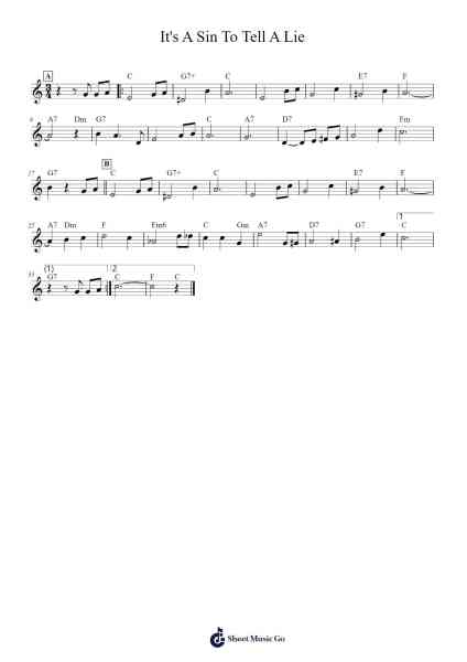 It's A Sin To Tell A Lie Sheet Music by Snowno-Arr.Sanmott Leomick
