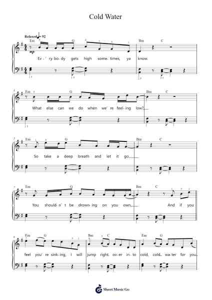 Cold Water Sheet Music by Major Lazer-Arr.Cookegil