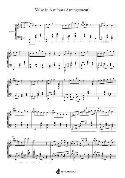 Valse in A minor Sheet Music by Frédéric Chopin-Arr.Steelerah