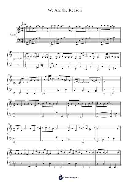 We Are the Reason Sheet Music by Ronboyd-Arr.Cherlius Bunearl