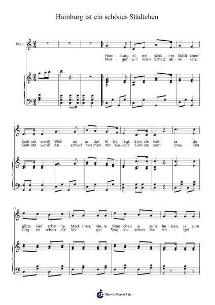 Hamburg ist ein schoenes Staedtchen Sheet Music by Germany Folk Song-Arr.Warge