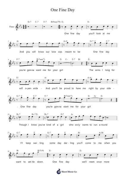 One Fine Day 樂譜由 Carole King/Gerry Goffin - 編曲 Hooters Xenie