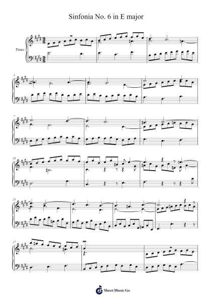 Sinfonia No. 6 in E Major, BWV 792 Sheet Music by J. S. Bach-Arr.Bunharine Coftroy