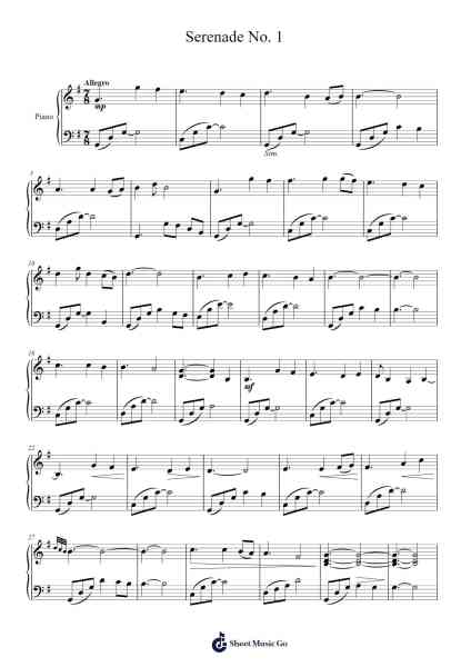 Serenade No. 1 Sheet Music by Greenglan Ivespont-Arr.Hyva Viory