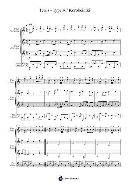 Tetris - Type A / Korobeiniki Sheet Music by Hirokazu Tanaka-Arr.Gunsea Holmesbob