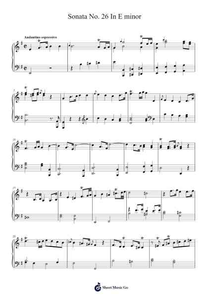 Sonata No. 26 In E minor Sheet Music by Padre Antonio Soler-Arr.Brownemeg