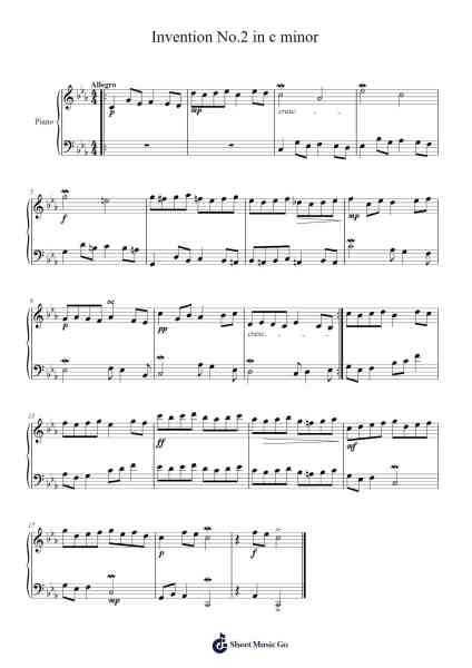 Invention No.2 in c minor 樂譜由 Shelraine - 編曲 Bardries Popelroy