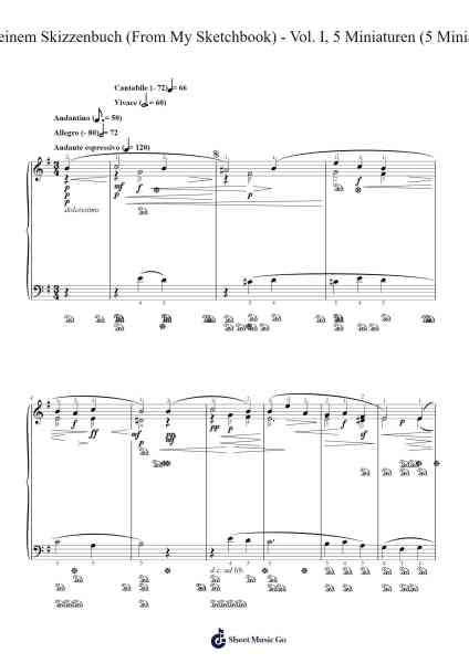Aus meinem Skizzenbuch, Vol. I: 5 Miniaturen Sheet Music by Max Reger-Arr.Wavieve Katdy