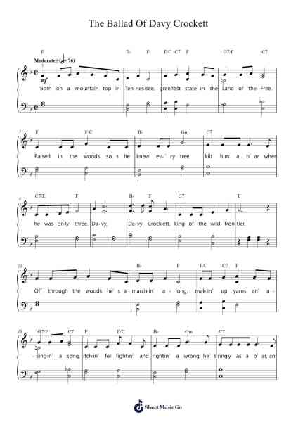 The Ballad Of Davy Crockett Sheet Music by Bill Hayes/Fess Parker/Tennessee Ernie Ford-Arr.Phiphrey Bowthey