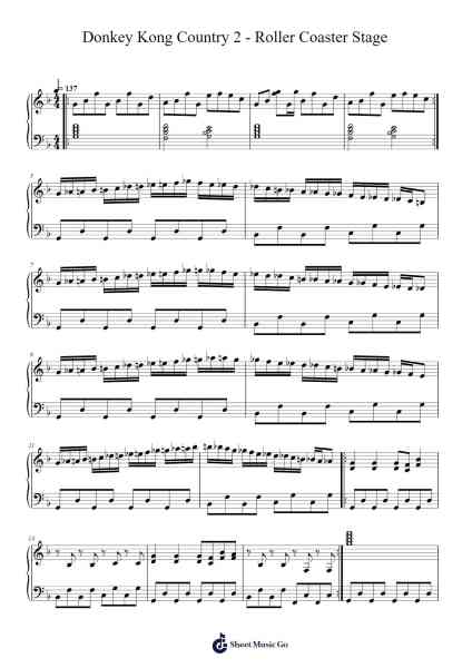 Donkey Kong Country 2 - Roller Coaster Stage Sheet Music by David Wise-Arr.Boycegold