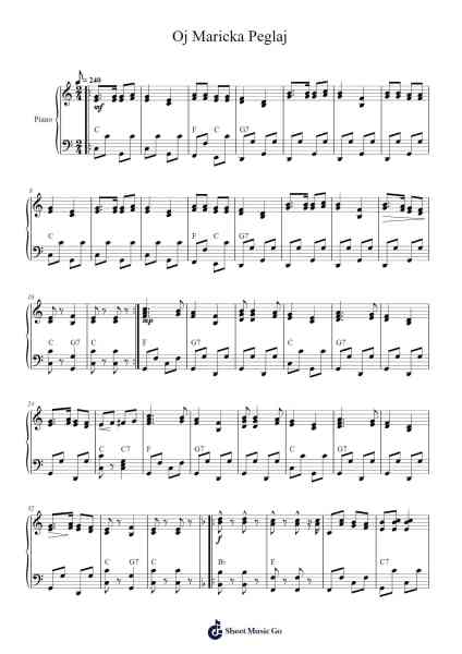 Oj Maricka Peglaj Sheet Music by A.I. Johnsen-Arr.Wattle