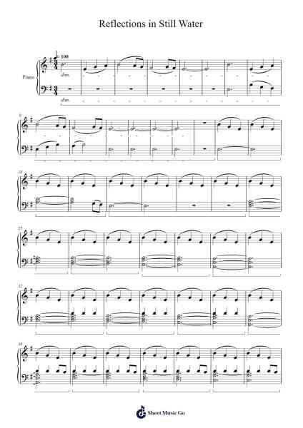 Reflections in Still Water Sheet Music by Rayna Cyr-Arr.Consclife Gosden
