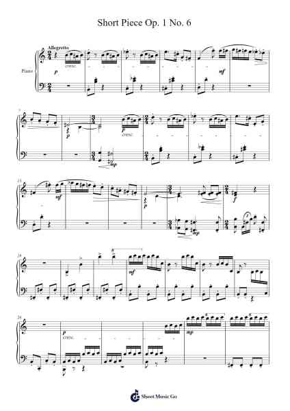 Short Piece Op. 1 No. 6 Sheet Music by 3gC42bX-Arr.Stilfey Fitznise