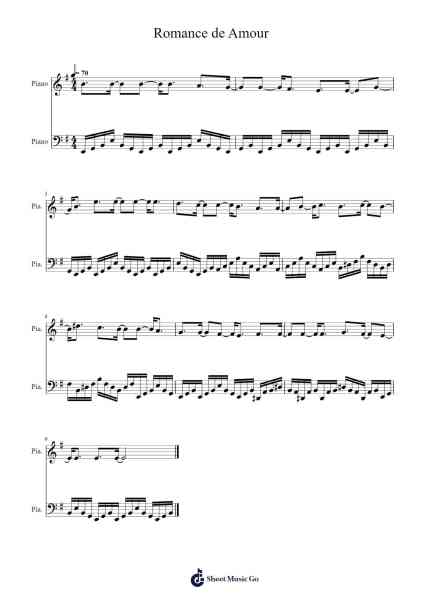 Romance d'Amour Sheet Music by sam le pompier-Arr.Warge