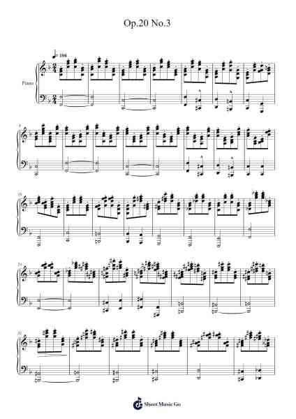 Op.20 No.3 Sheet Music by Stameo Hagar-Arr.Shellay