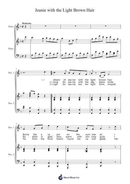 Jeanie With the Light Brown Hair Sheet Music by Stephen Collins Foster-Arr.Megreau Readeries