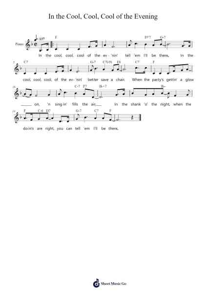 In the Cool, Cool, Cool of the Evening Sheet Music by Hoagy Carmichael-Arr.Polwer Sharpger