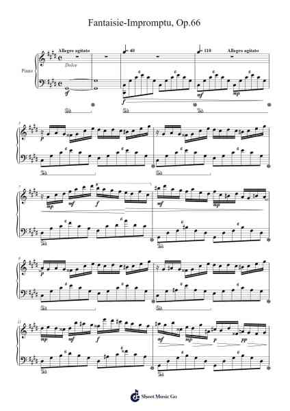 Fantaisie-Impromptu in C-sharp Minor, Op. 66 Sheet Music by Frédéric Chopin-Arr.Cliffcam Whbill