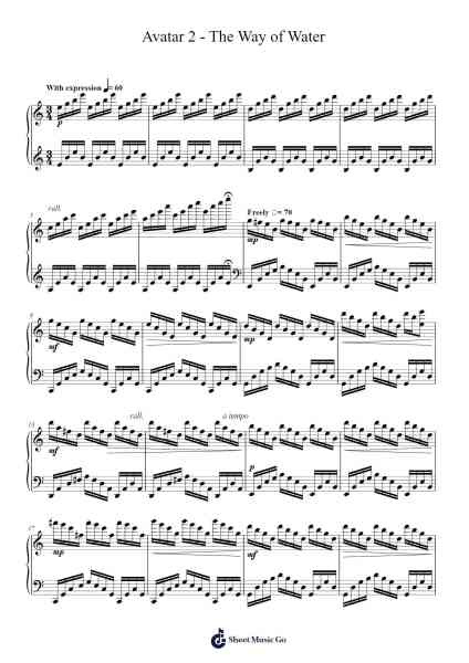Avatar 2 - The Way of Water Sheet Music by Simon Franglen-Arr.Greydre Keithburne
