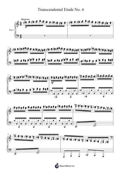 Transcendental Etude No. 4 Sheet Music by undefined-Arr.Molta