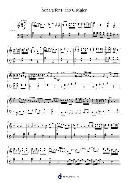 Sonata for Piano C Major Sheet Music by Charles Adams-Arr.Porhue Foxchey