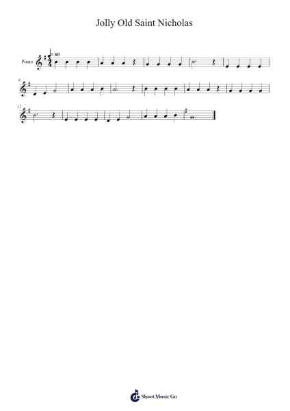 Jolly Old Saint Nicholas 乐谱由 Misc Christmas - 编曲 Peagrace Lensid