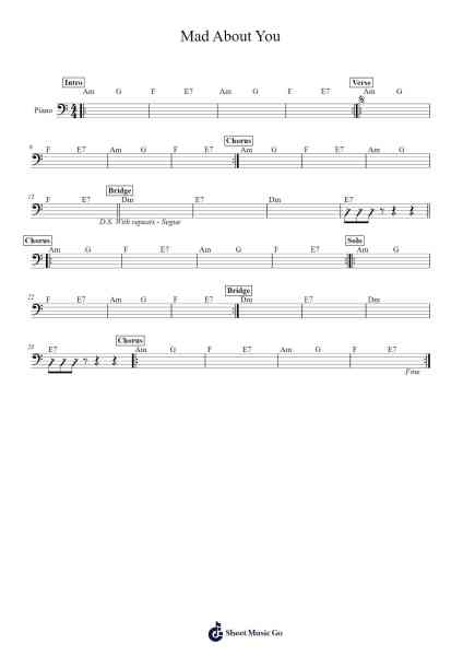 Mad About You Sheet Music by Hooverphonic-Arr.Popnis Drewtience