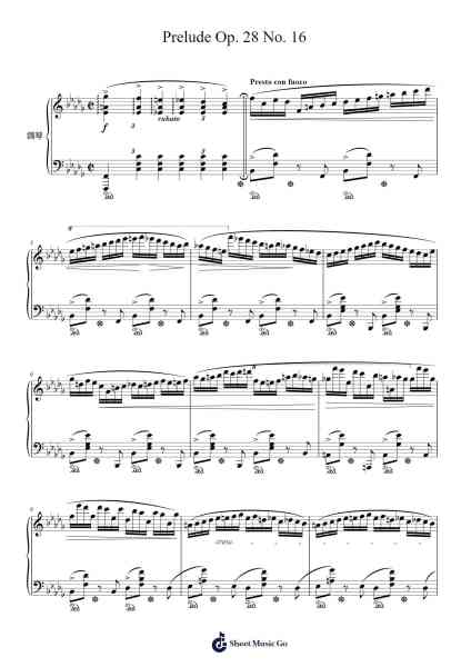 Prelude Op. 28 No. 16 in B-flat minor Sheet Music by Frédéric Chopin-Arr.Peathew Odeshua