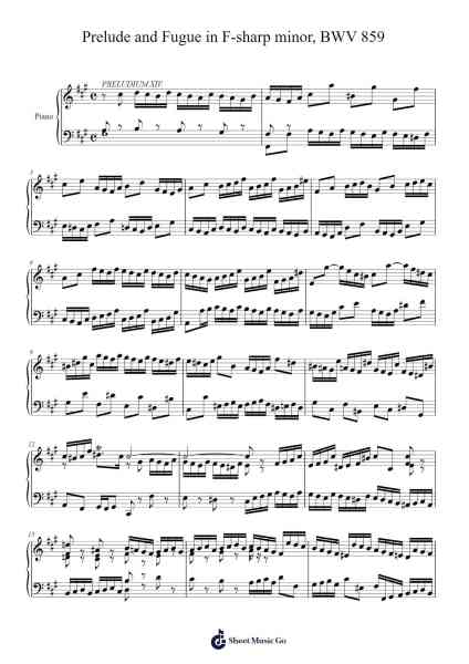 Prelude and Fugue in F-sharp Minor, BWV 859 Sheet Music by Johann Sebastian Bach-Arr.Caerwood Belch
