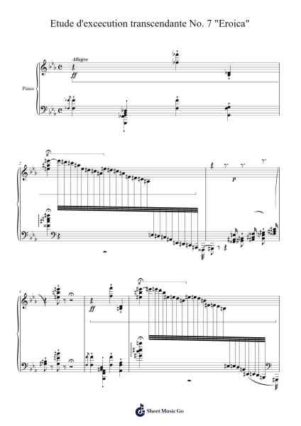 Etude d'exécution transcendante No. 7 "Eroica" Sheet Music by Franz Liszt-Arr.Woodthorne Rylee