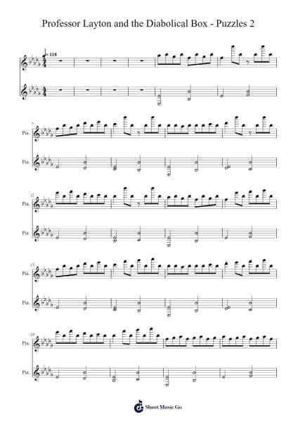 Professor Layton and the Diabolical Box - Puzzles 2 Sheet Music by Symphoniac-Arr.Keatspritt Cofyet