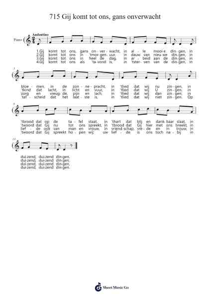 715 Gij komt tot ons, gans onverwacht Sheet Music by -Arr.Giswolf