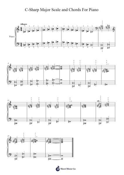 C-Sharp Major Scale and Chords For Piano Sheet Music by Marcus Daitch-Arr.Borgriel