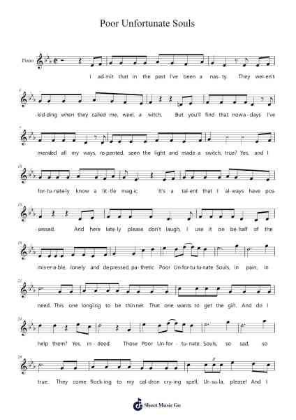 Poor Unfortunate Souls Sheet Music by Howard Ashman/Alan Menken-Arr.Yeaten