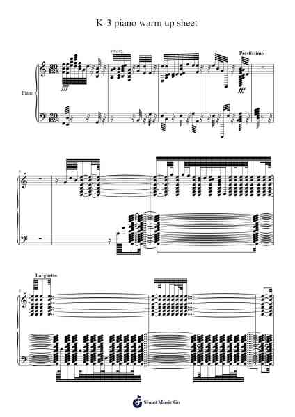 K-3 piano warm up sheet Sheet Music by Faulkjill Willdon-Arr.Greydre Keithburne