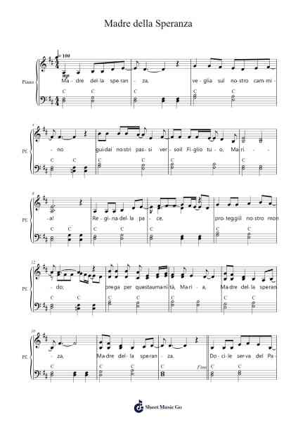 Madre della Speranza Sheet Music by C. Bizzeti-Arr.Nanholt Walkchi