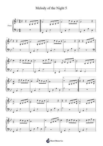 Melody of the Night 5 Sheet Music by Shi Jin-Arr.Faybaird
