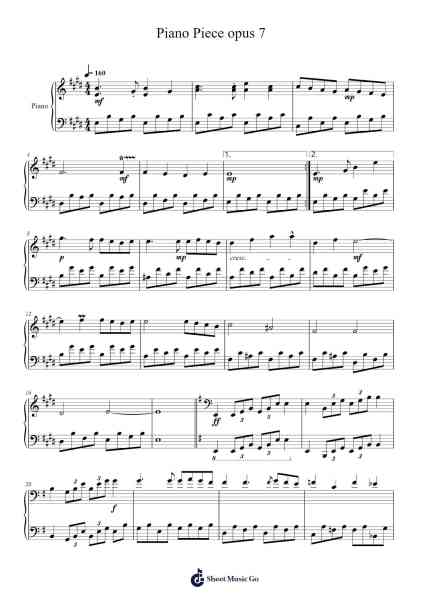 Piano Piece opus 7 Sheet Music by van freunbach-Arr.Thodorece