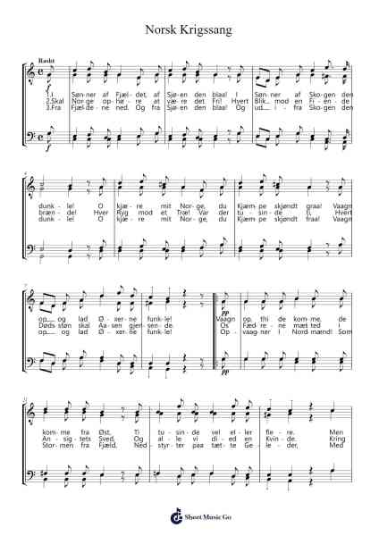 Norsk Krigssang Sheet Music by Edvard Grieg-Arr.Ruthmie