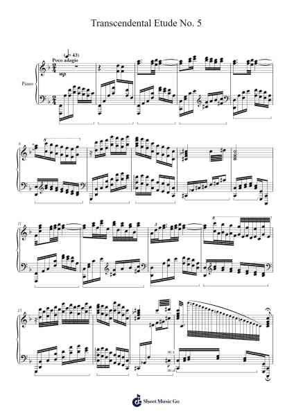Transcendental Étude No. 5 in B-flat Major "Feux Follets" Sheet Music by Keatsjack Fado-Arr.Childray Cromrist