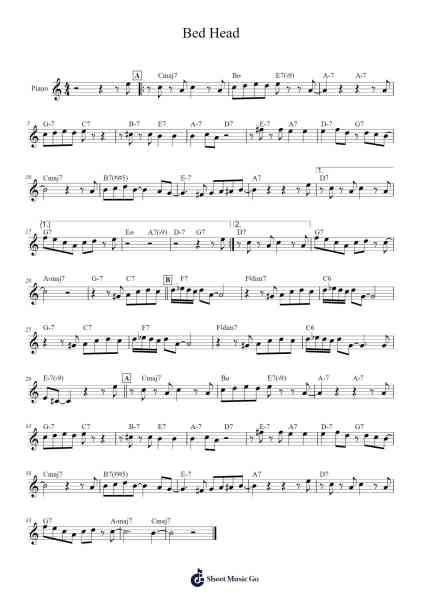 Bed Head Sheet Music by Tyler J Cassidy-Arr.Calthel Chafra