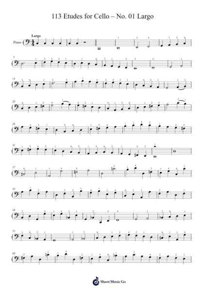 113 Etudes for Cello, Op. 120: No. 1 in C Major - Largo Sheet Music by Friedrich Dotzauer-Arr.Fosil Johnlind