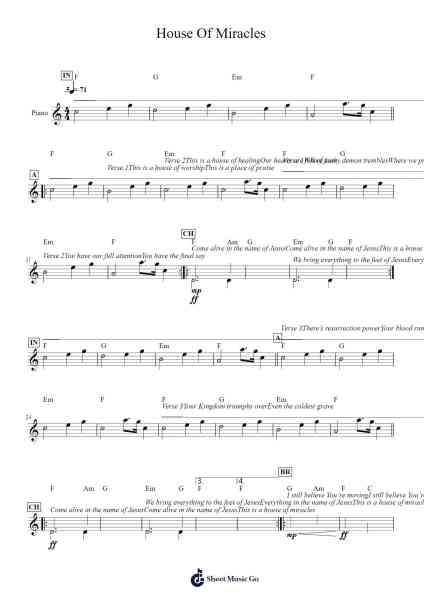 House Of Miracles Sheet Music by Brandon Lake-Arr.Prittlay