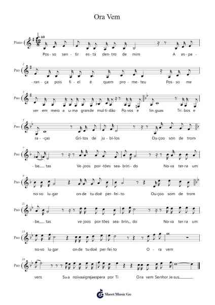 Ora Vem Sheet Music by miklaejeferson12-Arr.Theopys