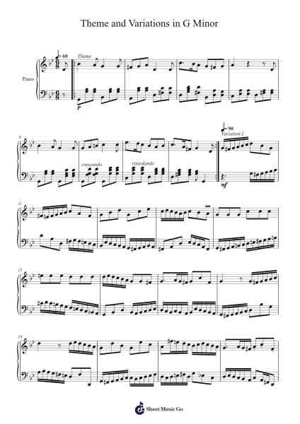 Theme and Variations in G Minor Sheet Music by Jonathan Sherpa-Arr.Himorse