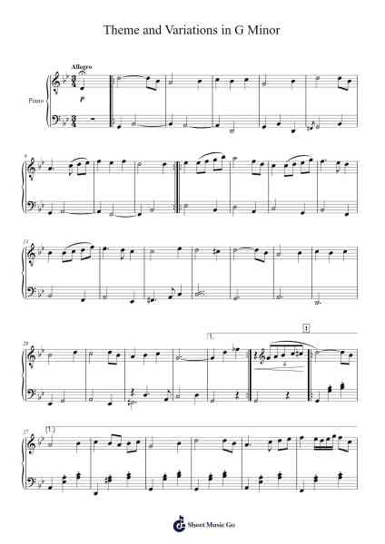 Theme and Variations in G minor Sheet Music by Adewebb Kimblack-Arr.Kayriet Dycook