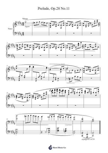 Prelude, Op.28 No.11 in B Major Sheet Music by Frédéric Chopin-Arr.Calthel Chafra