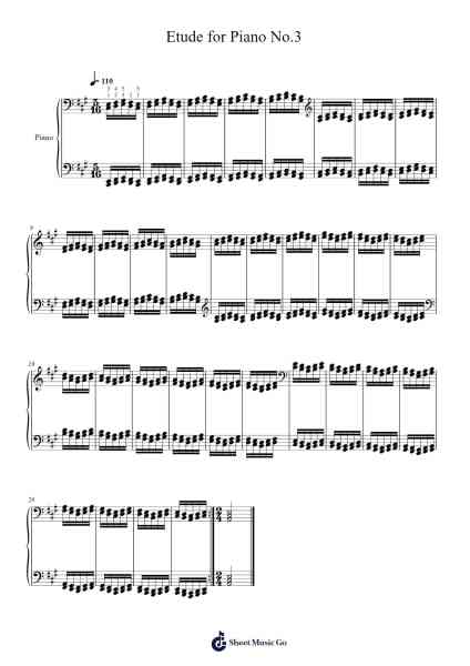 Etude for Piano No.3 Sheet Music by Seymen Toptan-Arr.Lowell