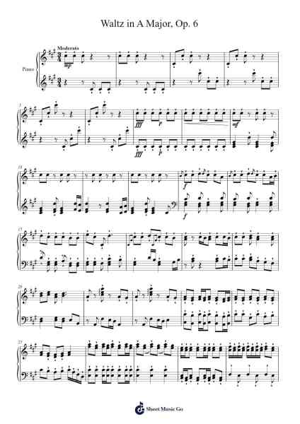 Waltz in A Major, Op. 6 Sheet Music by ikeplays-Arr.Attdia Chadsham