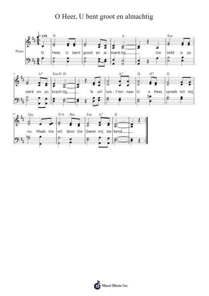 O Heer, U bent groot en almachtig Sheet Music by -Arr.Sanmott Leomick